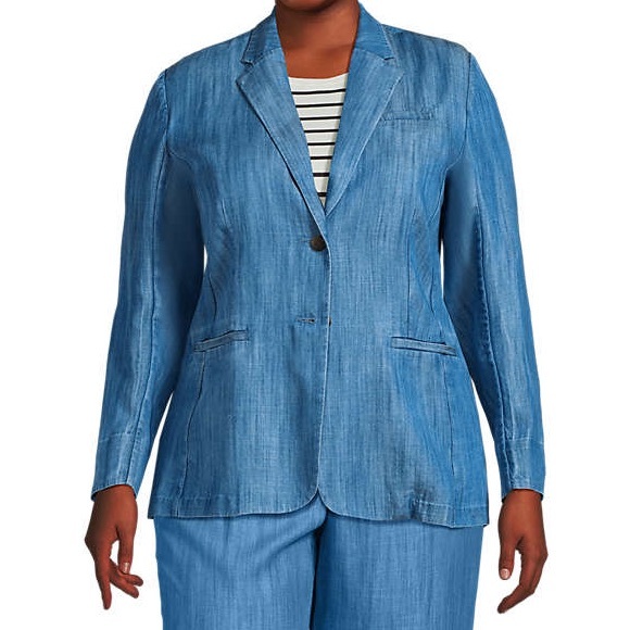 Women's Plus Size Indigo TENCEL™ Fiber Relaxed Blazer Sz 2X NWT - Picture 1 of 4